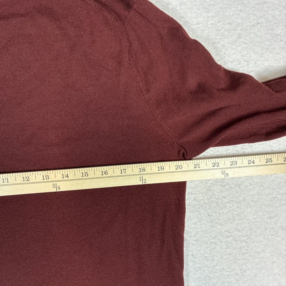 BANANA REPUBLIC Mens Italian Merino Wool 1/4 Zip Sweater Yarn Baruffa Red Medium